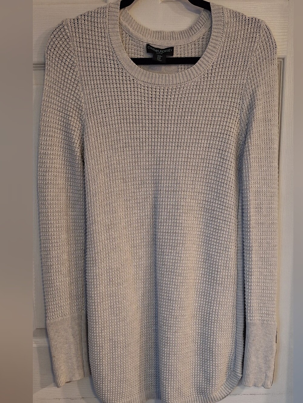 Cynthia Rowley Active Waffle Knit Tunic Sweater Side Zip M